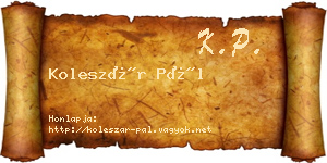 Koleszár Pál névjegykártya